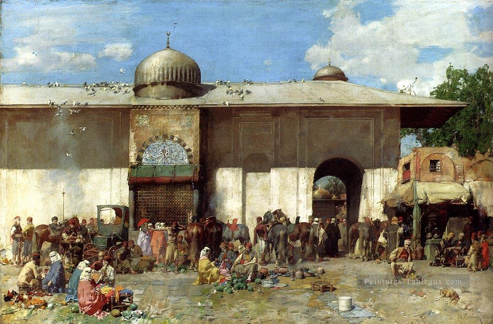 Une scène de marché Arabe Alberto Pasini Peintures à l'huile